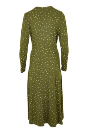 Product shot of the Rose Dress in colour Olive (Green), from the back