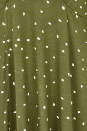 Product shot of the Rose Dress in colour Olive (Green), detail