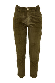 Product shot of the Brookend Cotton Cord Trouser in colour Olive (Green), from the front