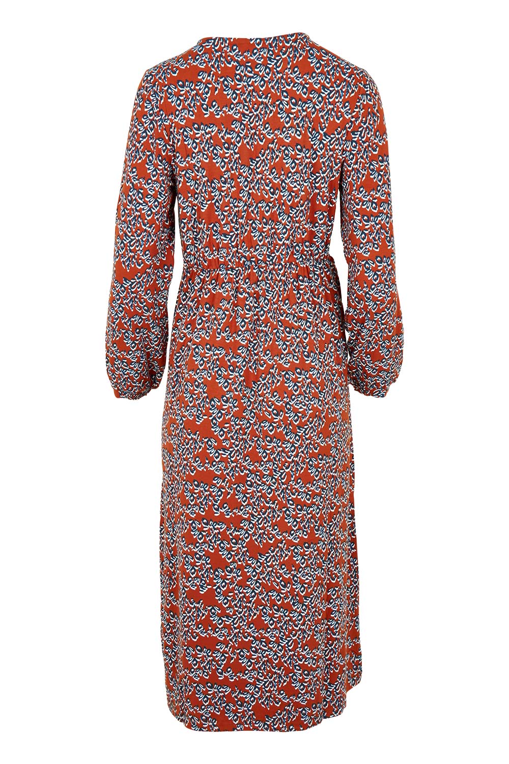 Product shot of the Lillian Dress Animal Stamp in colour Ginger, from the back