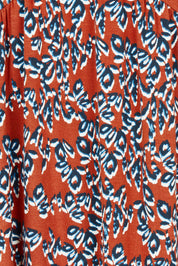 Product shot of the Lillian Dress Animal Stamp in colour Ginger, detail