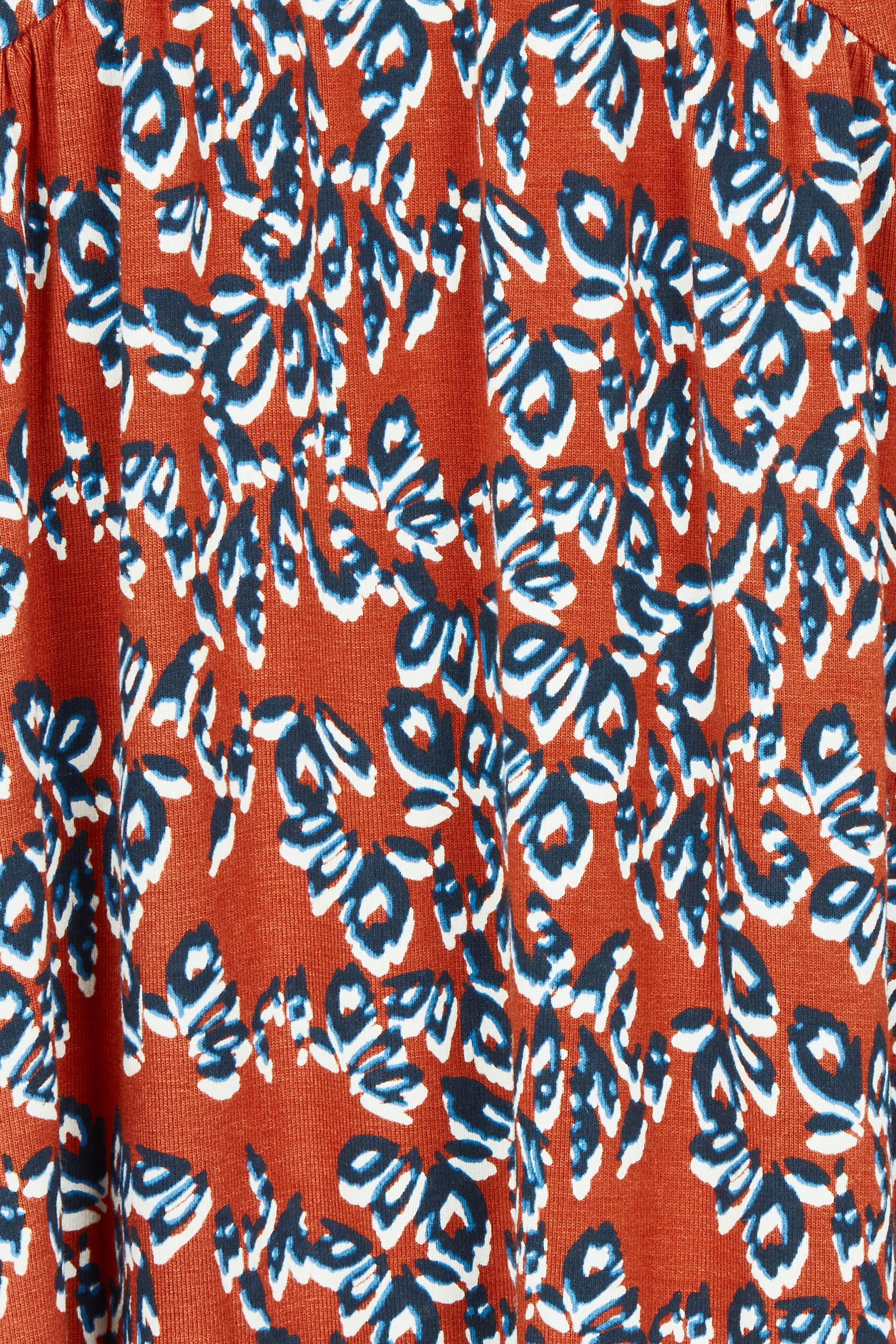 Product shot of the Lillian Dress Animal Stamp in colour Ginger, detail