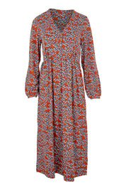 Product shot of the Lillian Dress Animal Stamp in colour Ginger, from the front