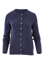 Product shot of the Vintage Knit Cardigan in colour NavyMarl (Blue), from the front