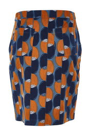 Product shot of the Annabelle Cord Skirt in colour Blueginger (Blue), from the back