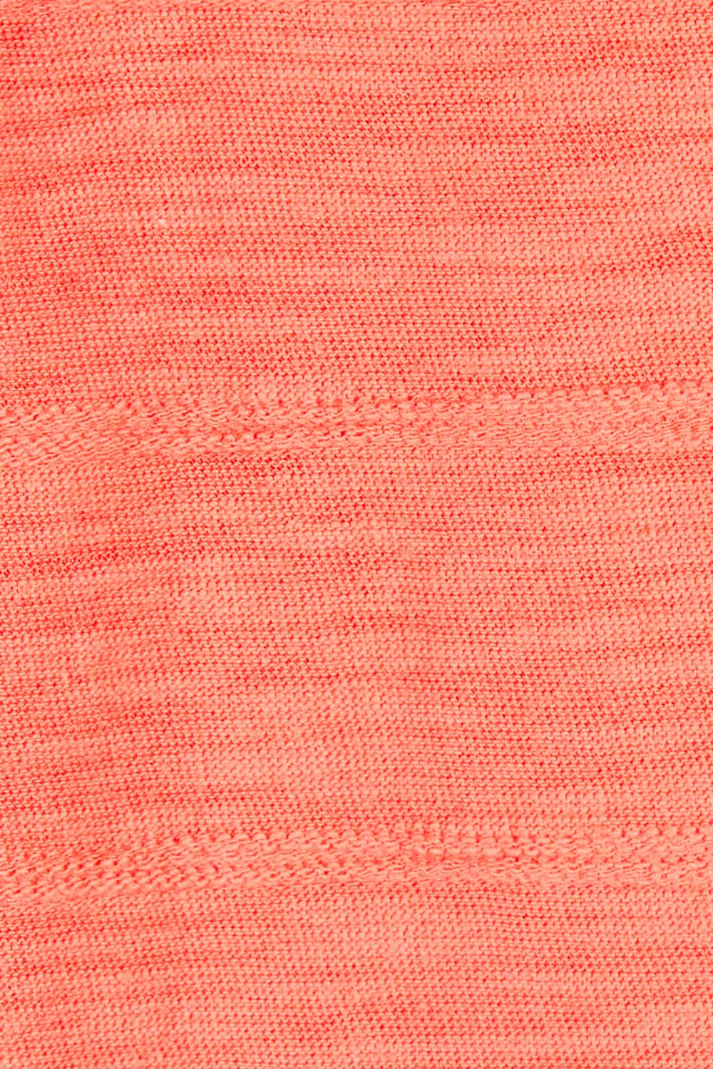 Product shot of the Cockles Tee in colour Papaya (Pink), detail
