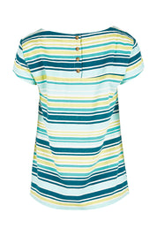 Product shot of the Sun And Shade Top in colour Tealstrip (Green), from the back