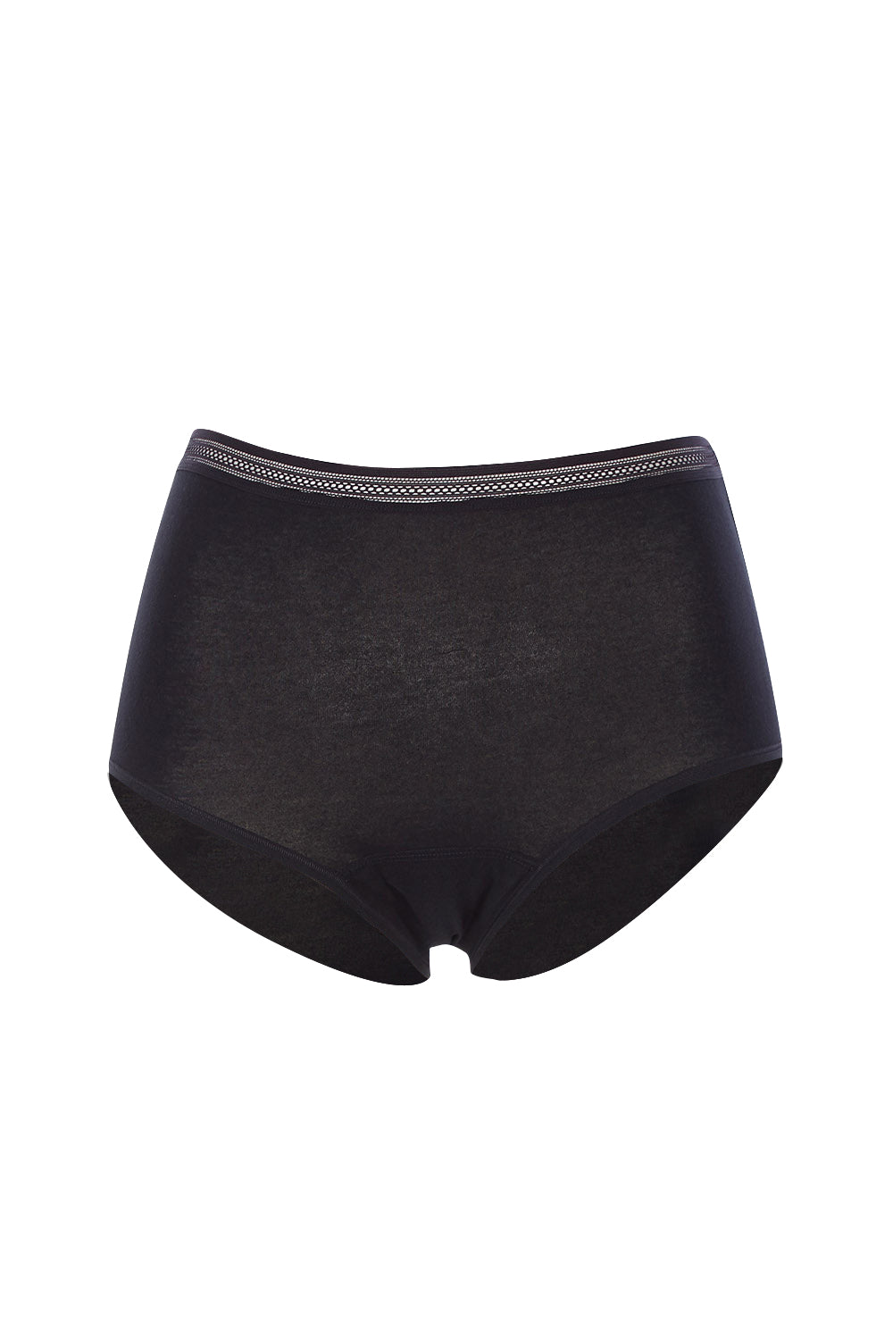 Product shot of the Luna Leaks Full Brief in colour Black (Black), from the front