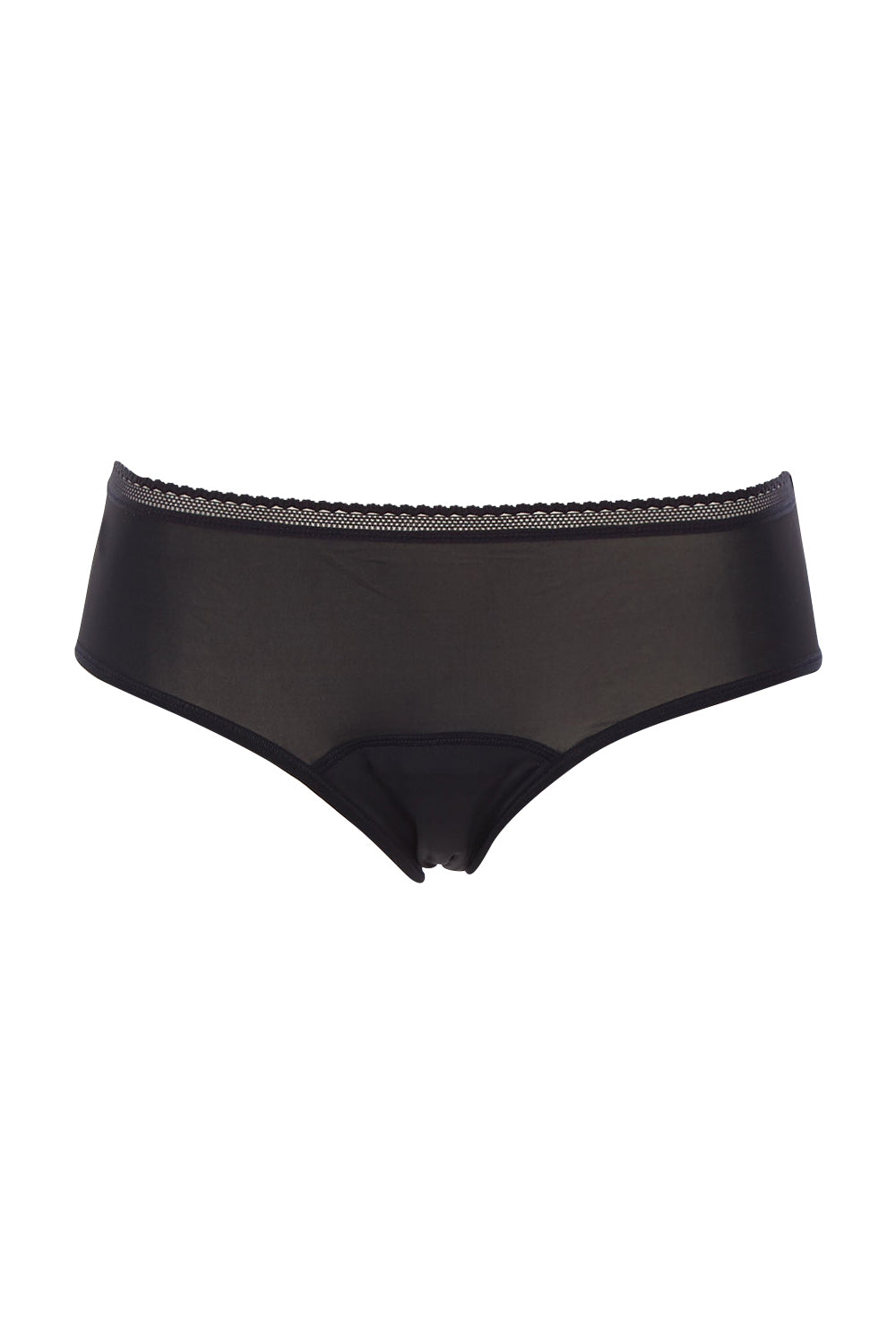 Product shot of the Luna Leaks Midi Brief in colour Black (Black), from the front