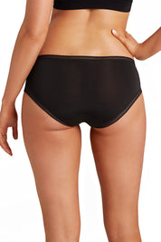 A model wearing the Bikini Brief in colour Black (Black), from the back