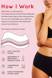 Product shot of the Bikini Brief in colour Black (Black), detail