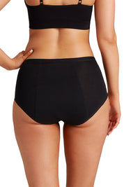 A model wearing the Full Brief in colour Black (Black), from the back