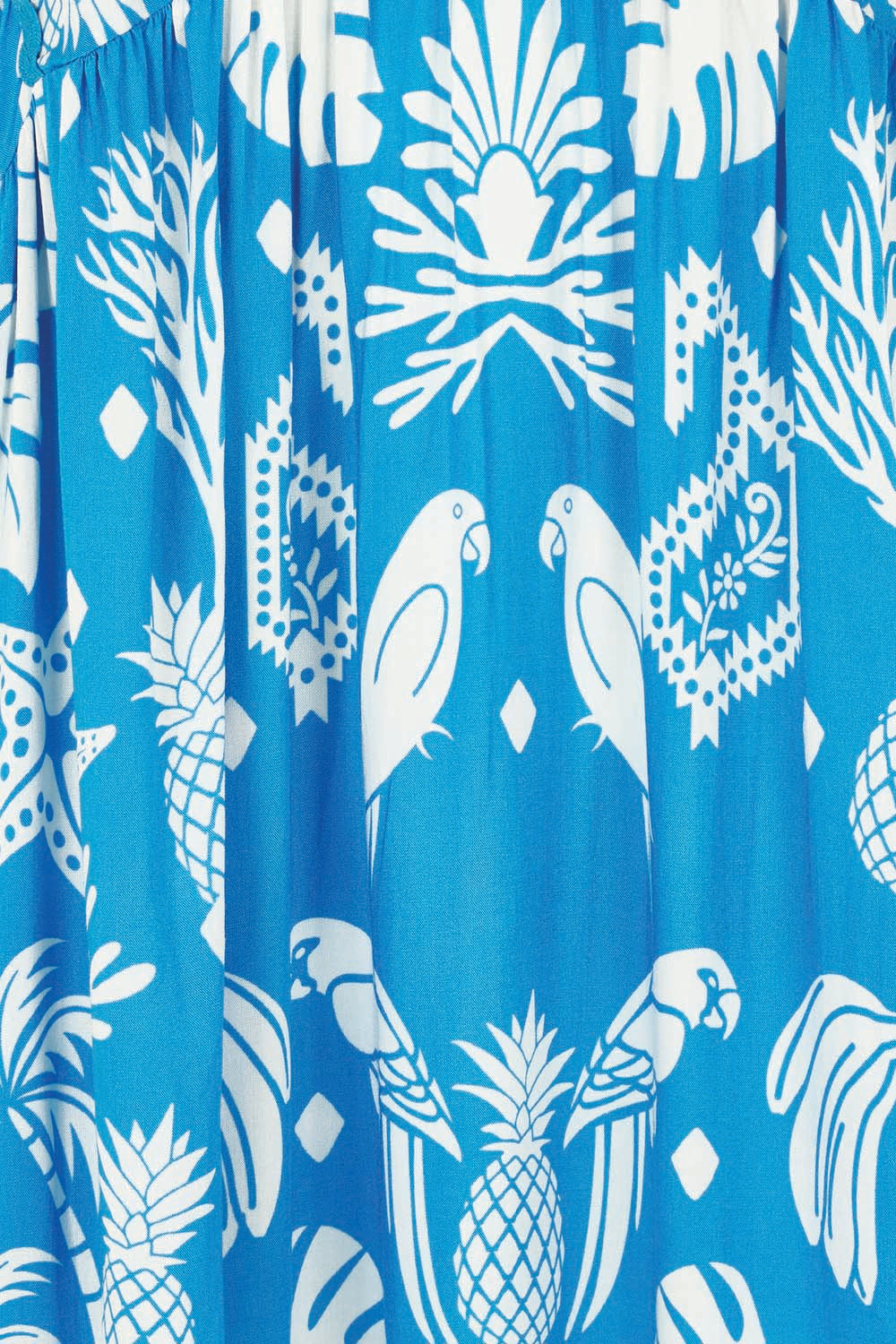 Product shot of the Agatha Midi Cotton Dress in colour Ocean (Blue), detail