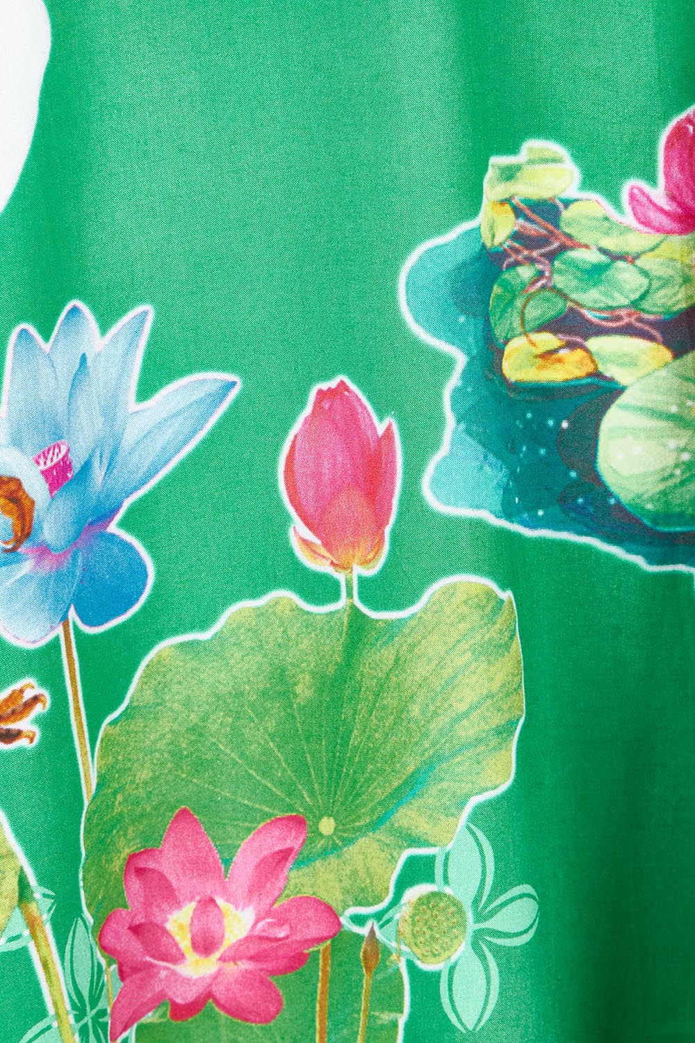 Product shot of the Akiko Sundress in colour Sea (Green), detail