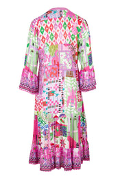 Product shot of the Aliah Midi Dress in colour Fuchsia (Pink), from the back