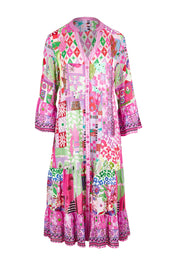 Product shot of the Aliah Midi Dress in colour Fuchsia (Pink), from the front