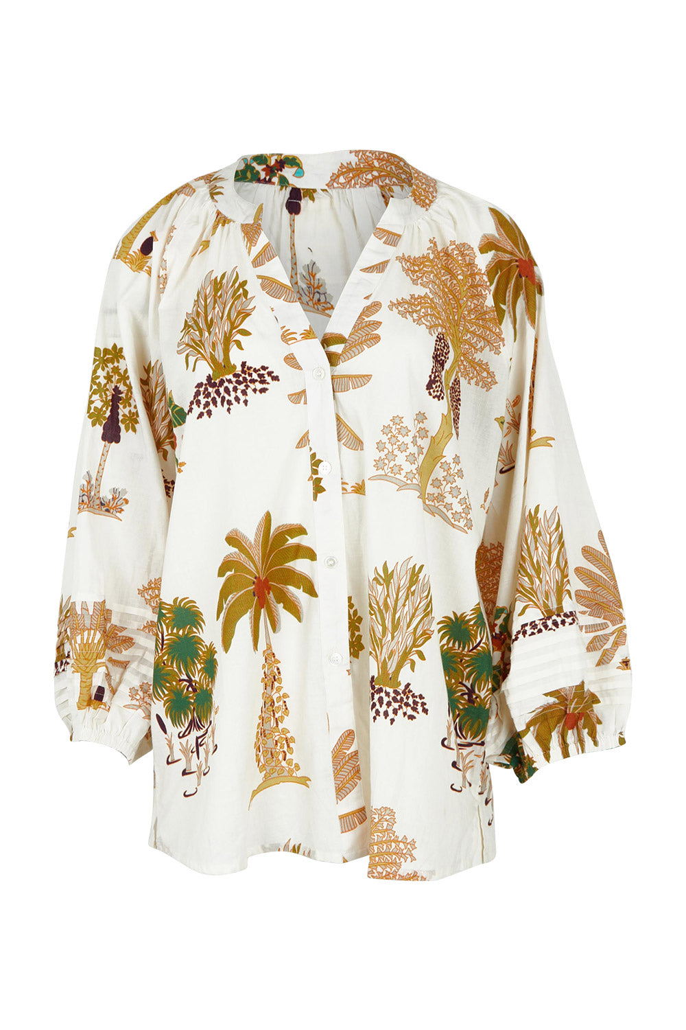 Product shot of the Amrita Cotton Shirt in colour White (White), from the front