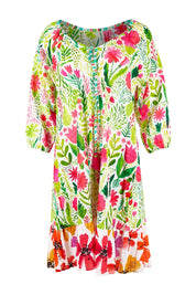Product shot of the Austin Shirred Dress in colour Sea (Green), from the front