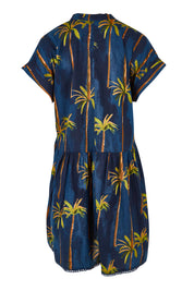 Product shot of the Badira Cotton Dress in colour Navy (Blue), from the back