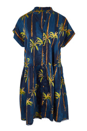 Product shot of the Badira Cotton Dress in colour Navy (Blue), from the front