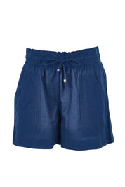 Product shot of the Beach Cotton Short in colour Navy (Blue), from the front
