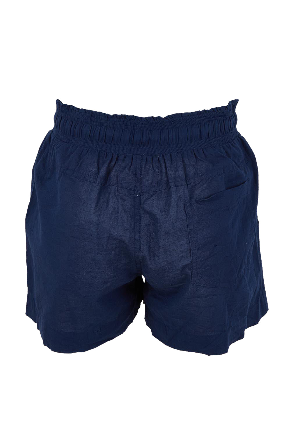 Product shot of the Cotton Beach Short in colour Navy (Blue), from the back