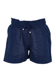 Product shot of the Cotton Beach Short in colour Navy (Blue), from the front