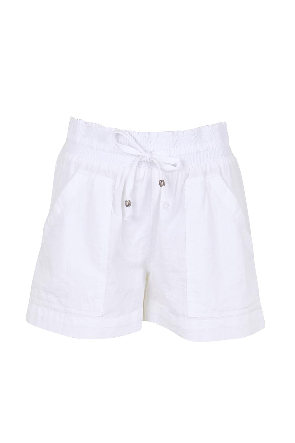 Product shot of the Beach Short – White in colour White, from the front