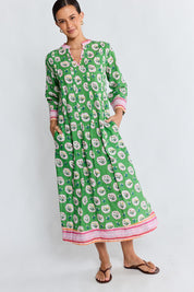 Model Genericm wearing size sample of the Beth Midi Dress – Fern in colour Fern, from the front