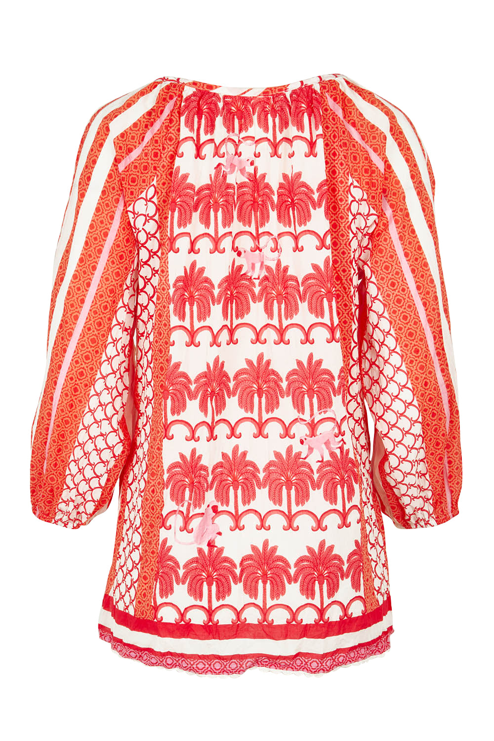 Product shot of the Blakely Cotton Top in colour Melon (Pink), from the back