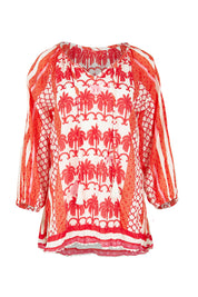 Product shot of the Blakely Cotton Top in colour Melon (Pink), from the front