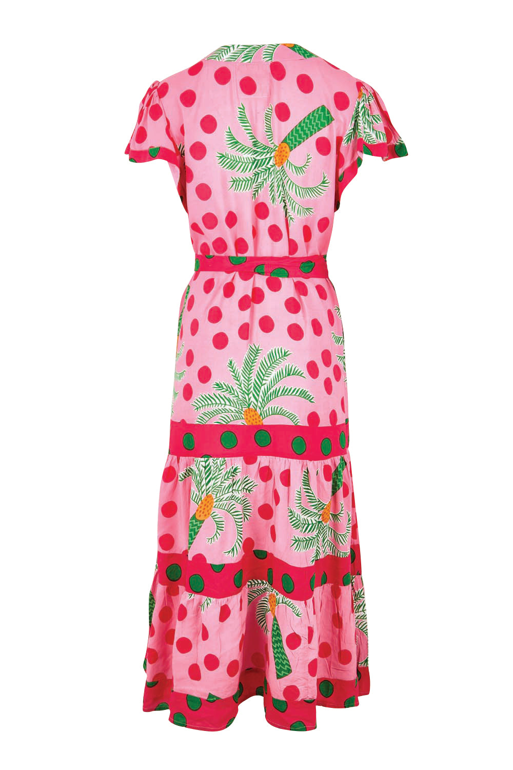 Product shot of the Blanch Midi Dress – Melon in colour Melon, from the back