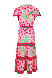 Product shot of the Blanch Midi Dress – Melon in colour Melon, from the back