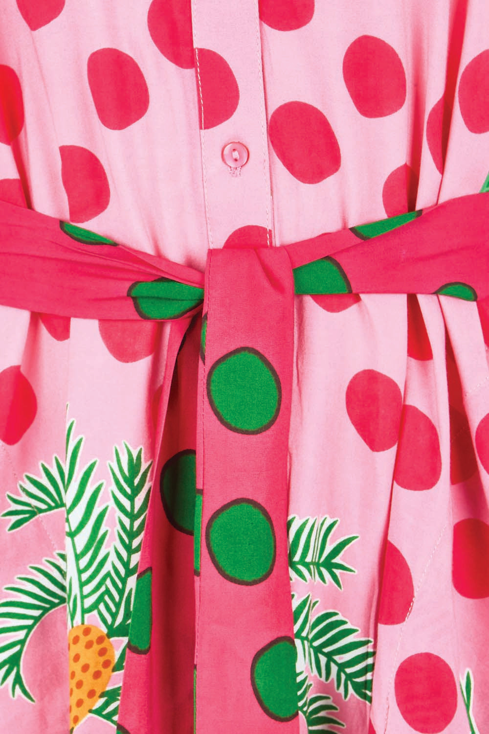 Product shot of the Blanch Midi Dress – Melon in colour Melon, showing detail