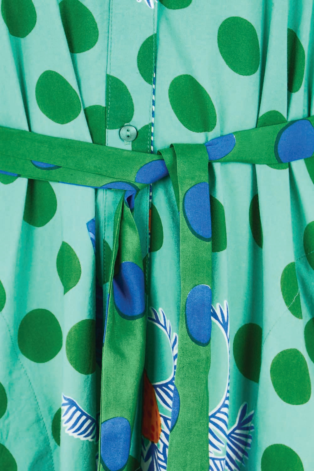 Product shot of the Blanch Midi Dress – Sea in colour Sea, showing detail