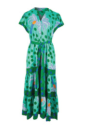 Product shot of the Blanch Midi Dress – Sea in colour Sea, from the front