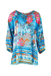 Product shot of the Carrie Top in colour Sky (Blue), from the front