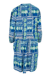 Product shot of the Catira Cotton Dress in colour Ocean (Blue), from the back