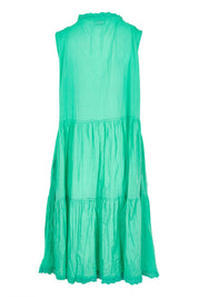 Product shot of the Celeste Sleeveless Cotton Dress in colour Sea (Blue), from the back