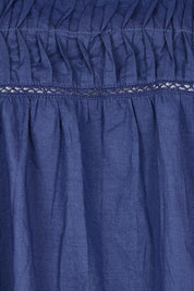 Product shot of the Celeste Cropped Cotton Top in colour Navy (Blue), detail