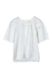 Product shot of the Celeste Cropped Cotton Top in colour White (White), from the back