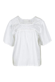 Product shot of the Celeste Cropped Cotton Top in colour White (White), from the front