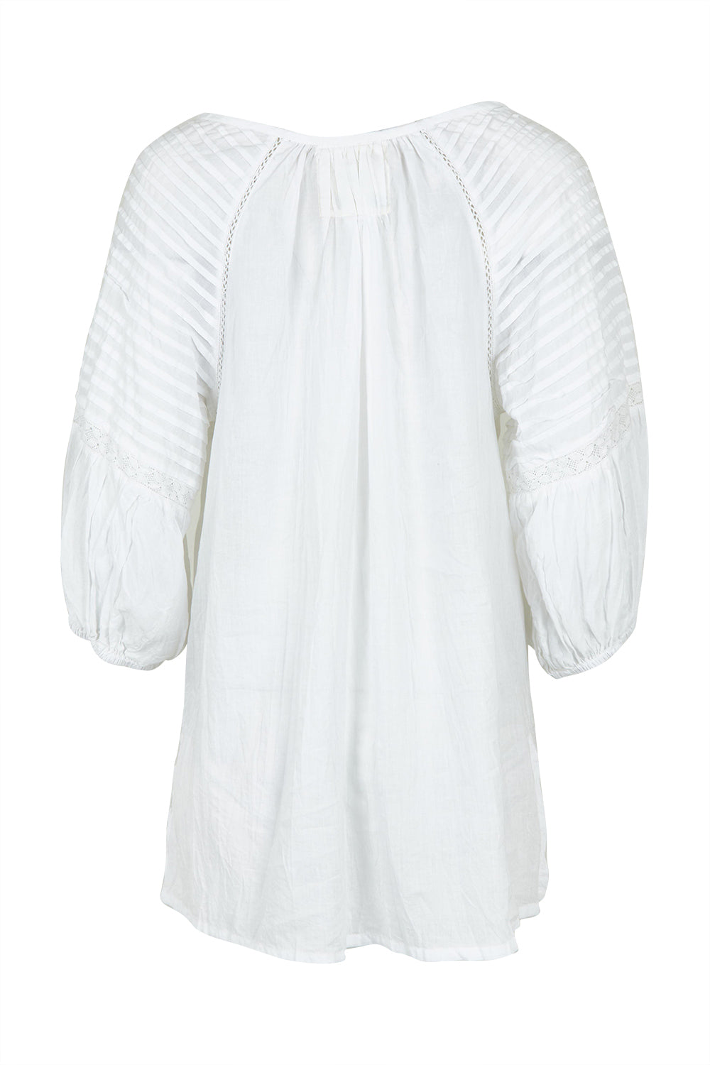 Product shot of the Celeste Cotton Top in colour White (White), from the back
