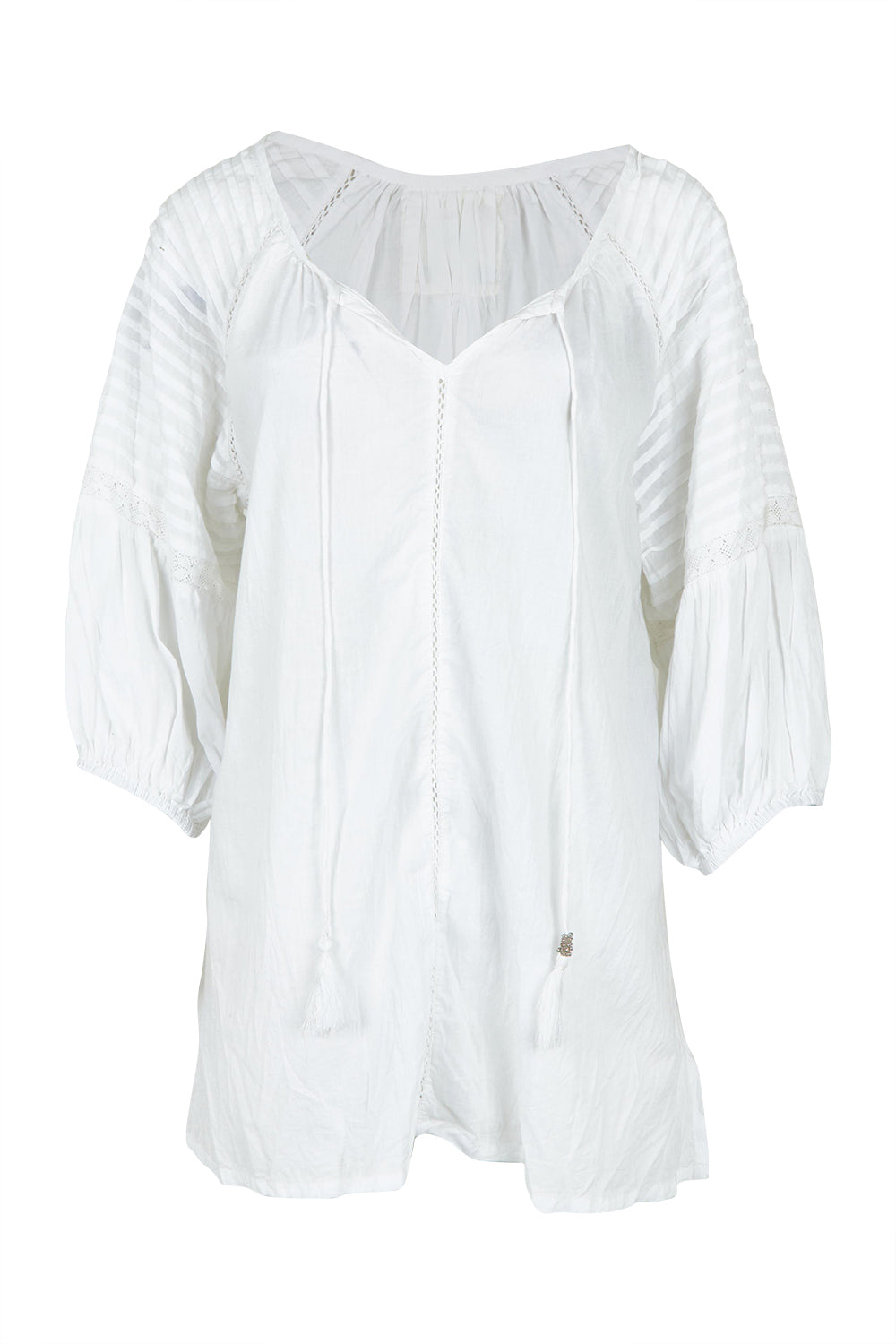 Product shot of the Celeste Cotton Top in colour White (White), from the front