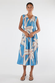 Model Genericm wearing size sample of the Colette Sleeveless Midi Dress – Sky in colour Sky, from the front
