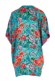 Product shot of the Darcy Kimono in colour Multi (Blue), from the back