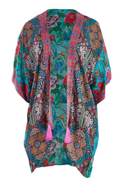 Product shot of the Darcy Kimono in colour Multi (Blue), from the front