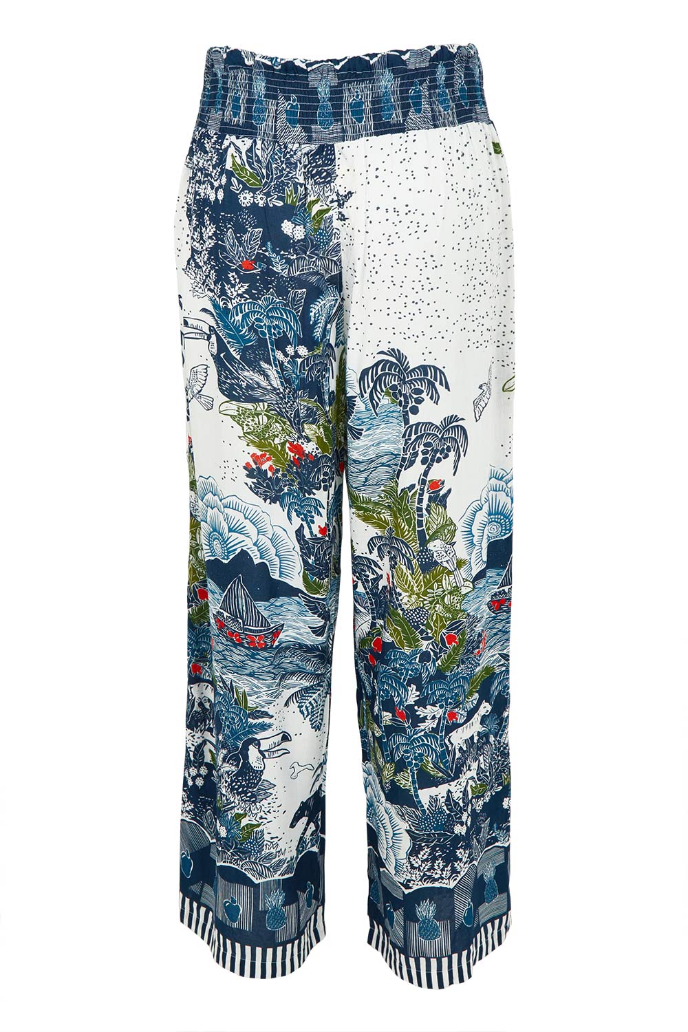 Product shot of the Dita Wide Leg Pant in colour Ocean (Blue), from the back