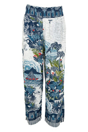 Product shot of the Dita Wide Leg Pant in colour Ocean (Blue), from the front