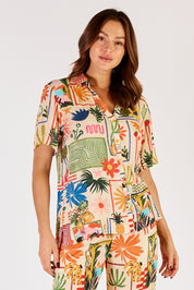 A model wearing the Ellery Shirt in colour Cream, from the front, cropped image